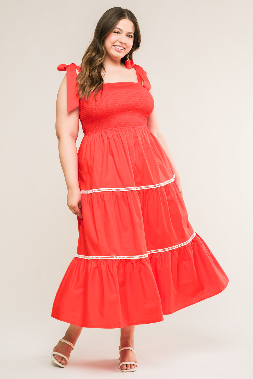 BETTER THAN EVER - LACE TRIM POPLIN MIDI DRESS