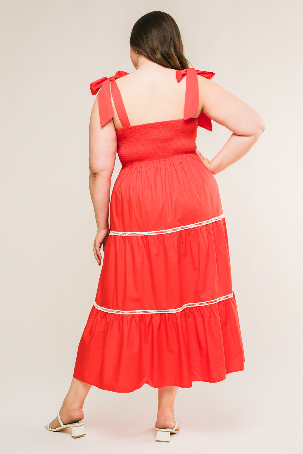BETTER THAN EVER - LACE TRIM POPLIN MIDI DRESS