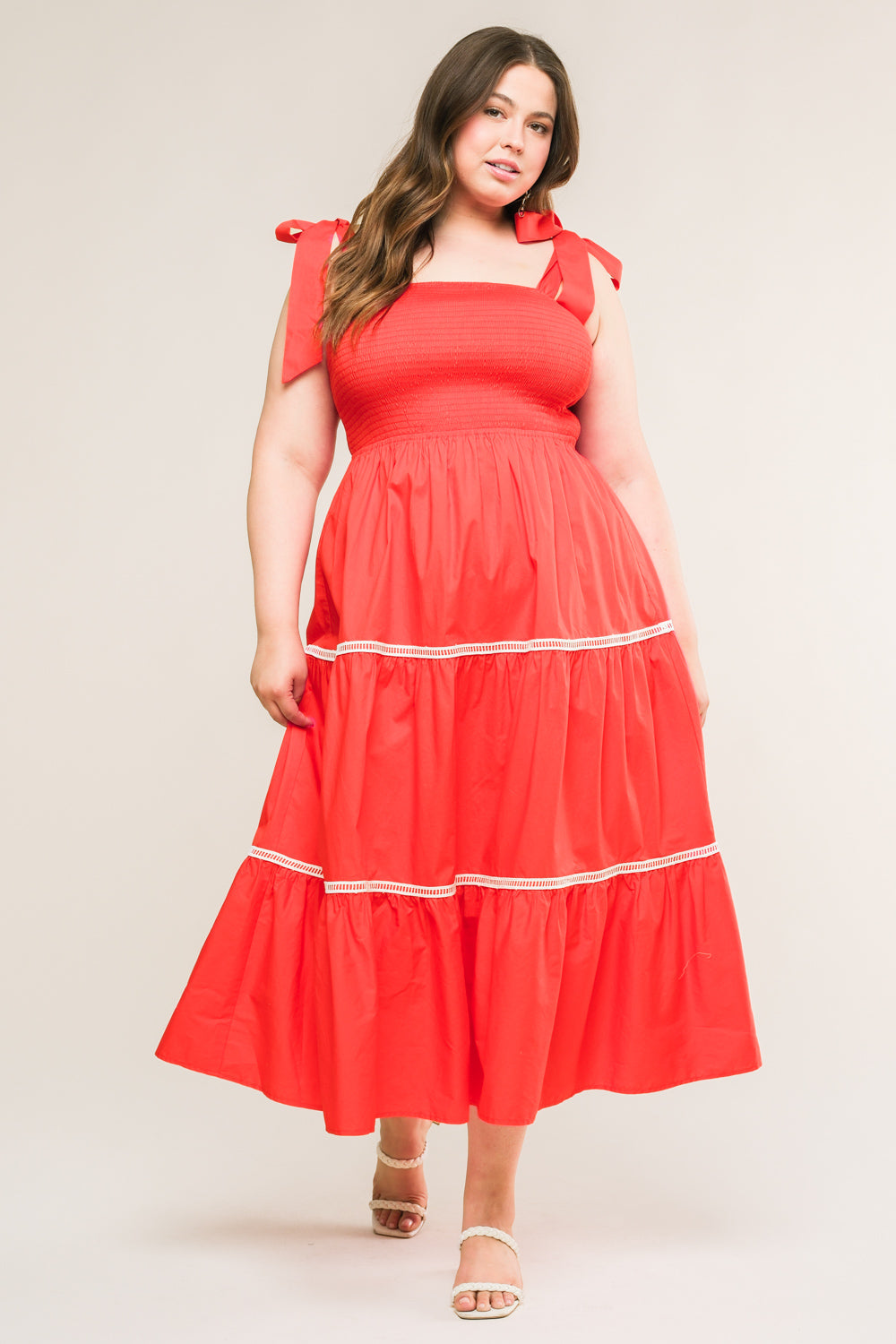 BETTER THAN EVER - LACE TRIM POPLIN MIDI DRESS