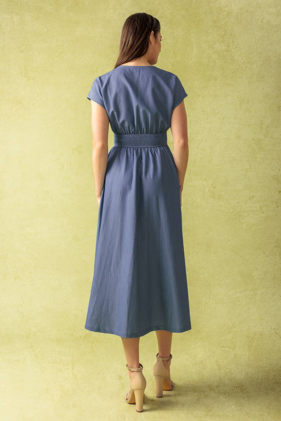 BRIGHT MORNINGS MIDI DRESS - SLATE BLUE