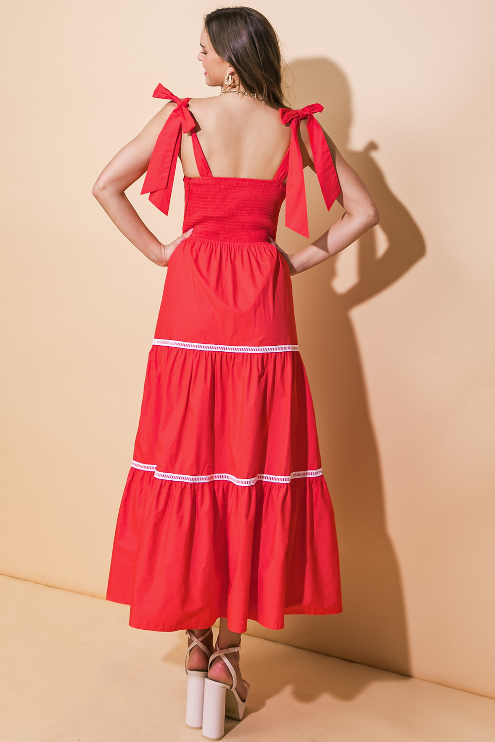 BETTER THAN EVER - LACE TRIM POPLIN MIDI DRESS